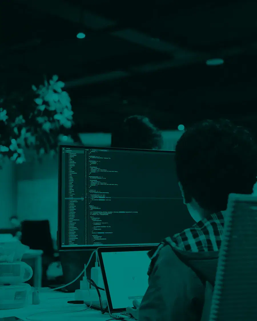 Developer building bespoke software in the Blinknbuild studio