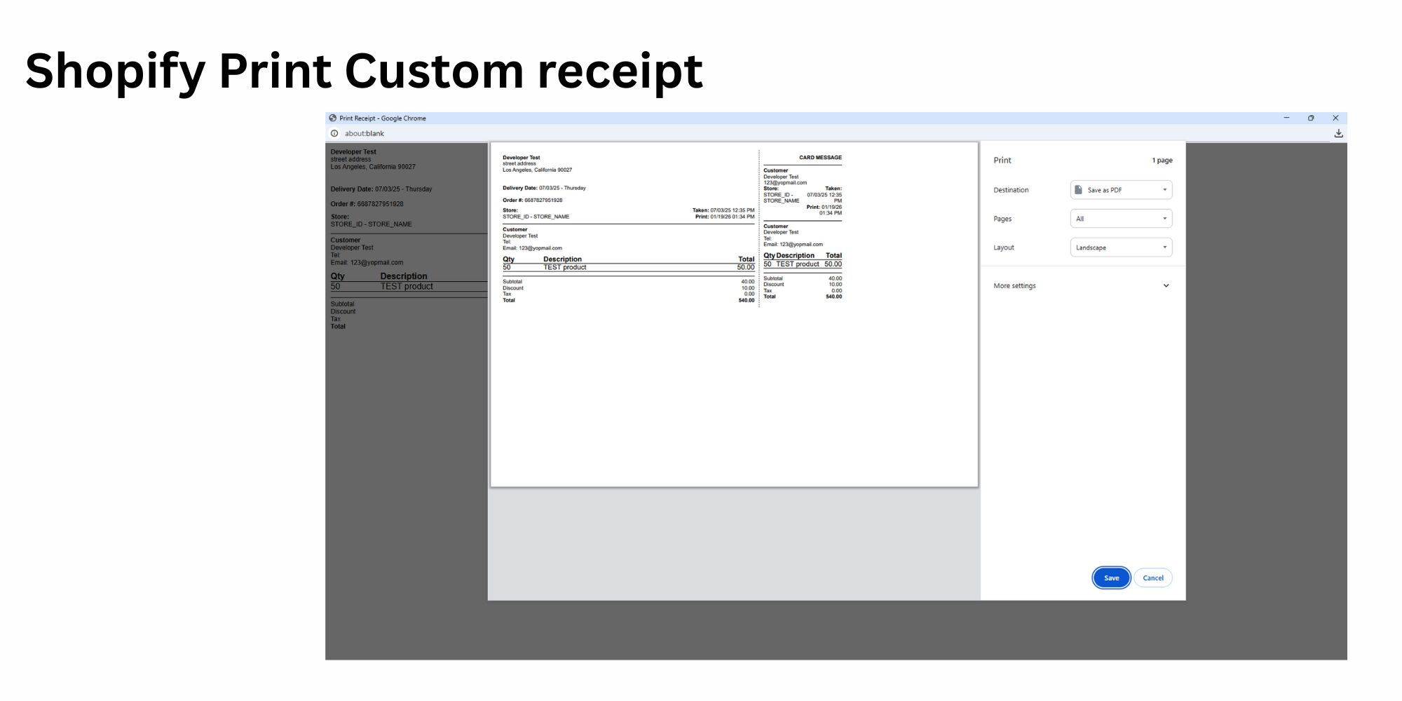 Shopify Print Custom receipt